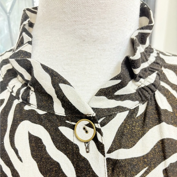 Chico’s Zebra Animal Print Linen Blend Jacket Size 3 (16/18 XL) - Picture 5 of 13